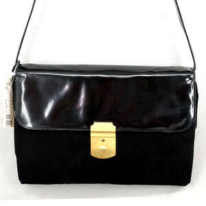 Laurel Bag Handbag Womens Black Patent Leather Suede Portfolio Vintage
